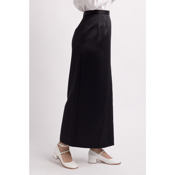 Vintage Black Satin Midi Skirt - Picture 3 of 5